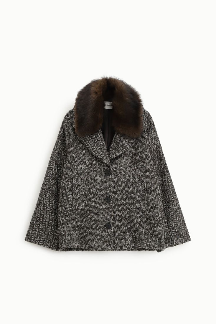 Coat with Eco-Fur Collar