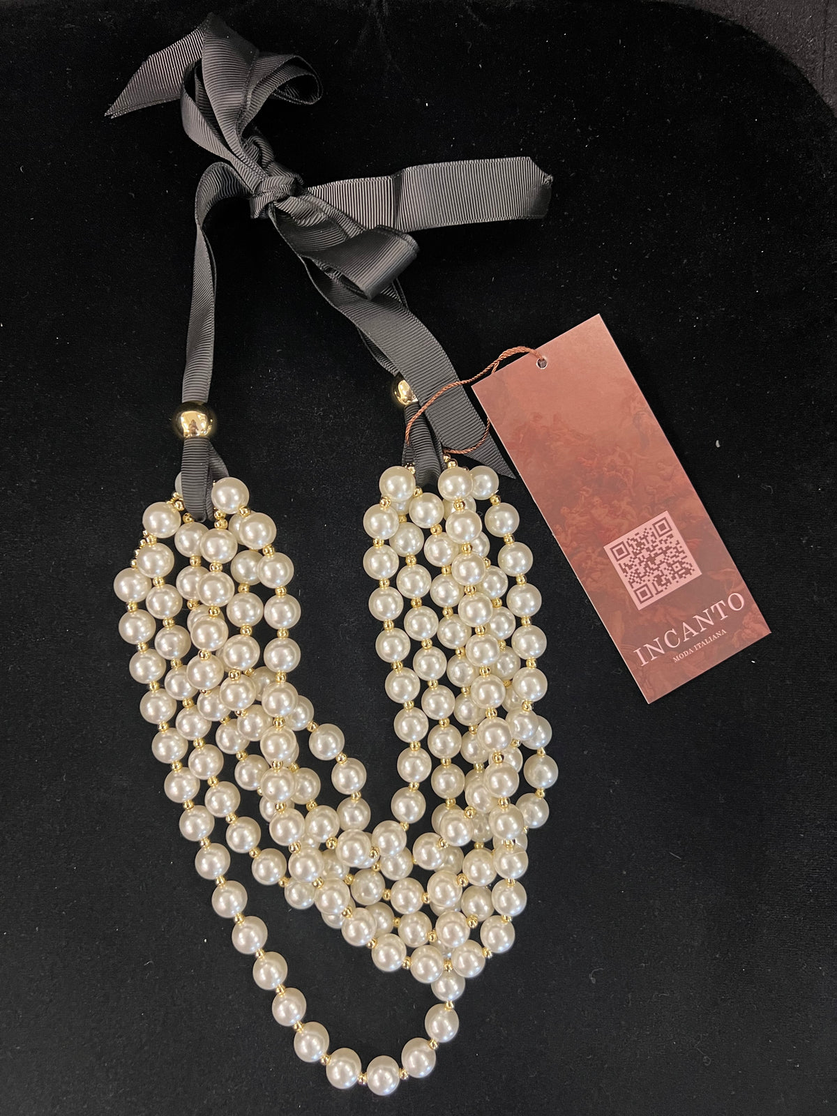 Pearl Necklace with Ribbon