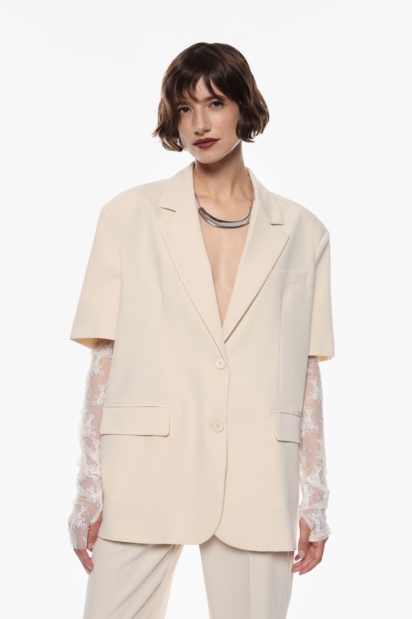 Oversized Blazer Lace Sleeves