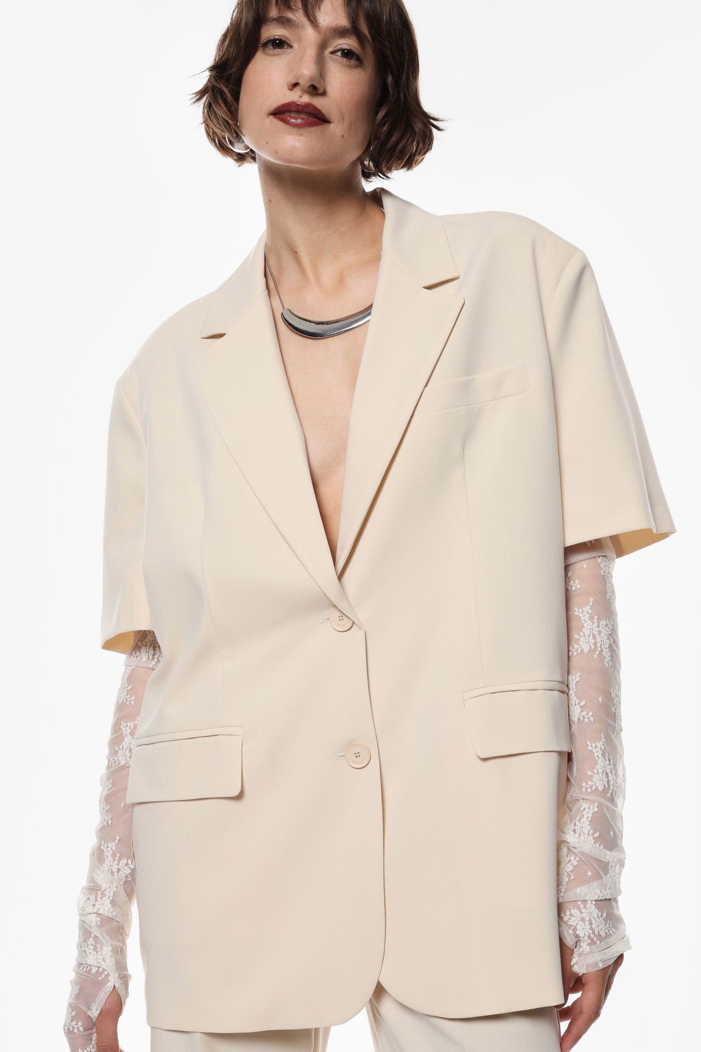 Oversized Blazer Lace Sleeves