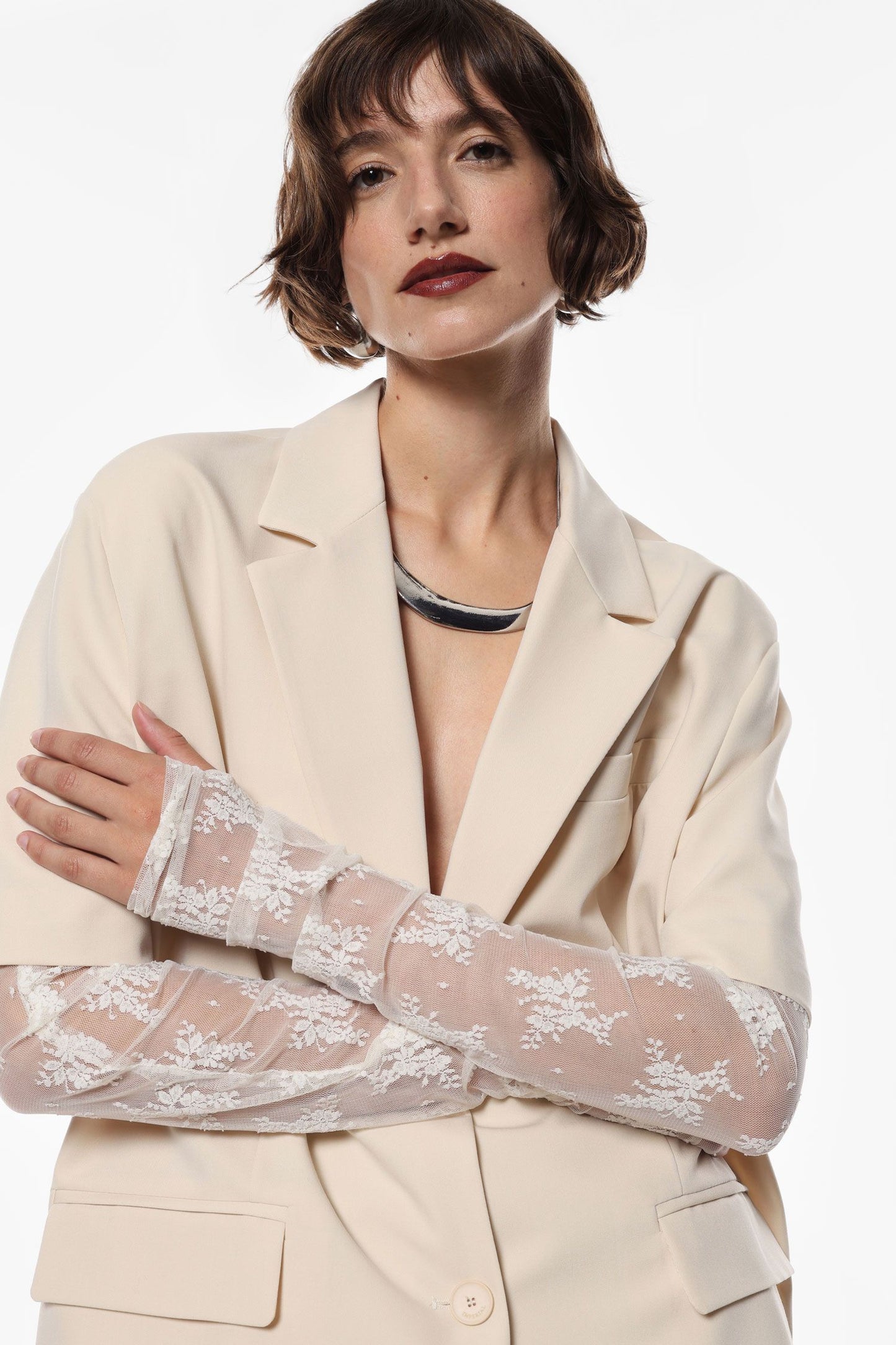 Oversized Blazer Lace Sleeves