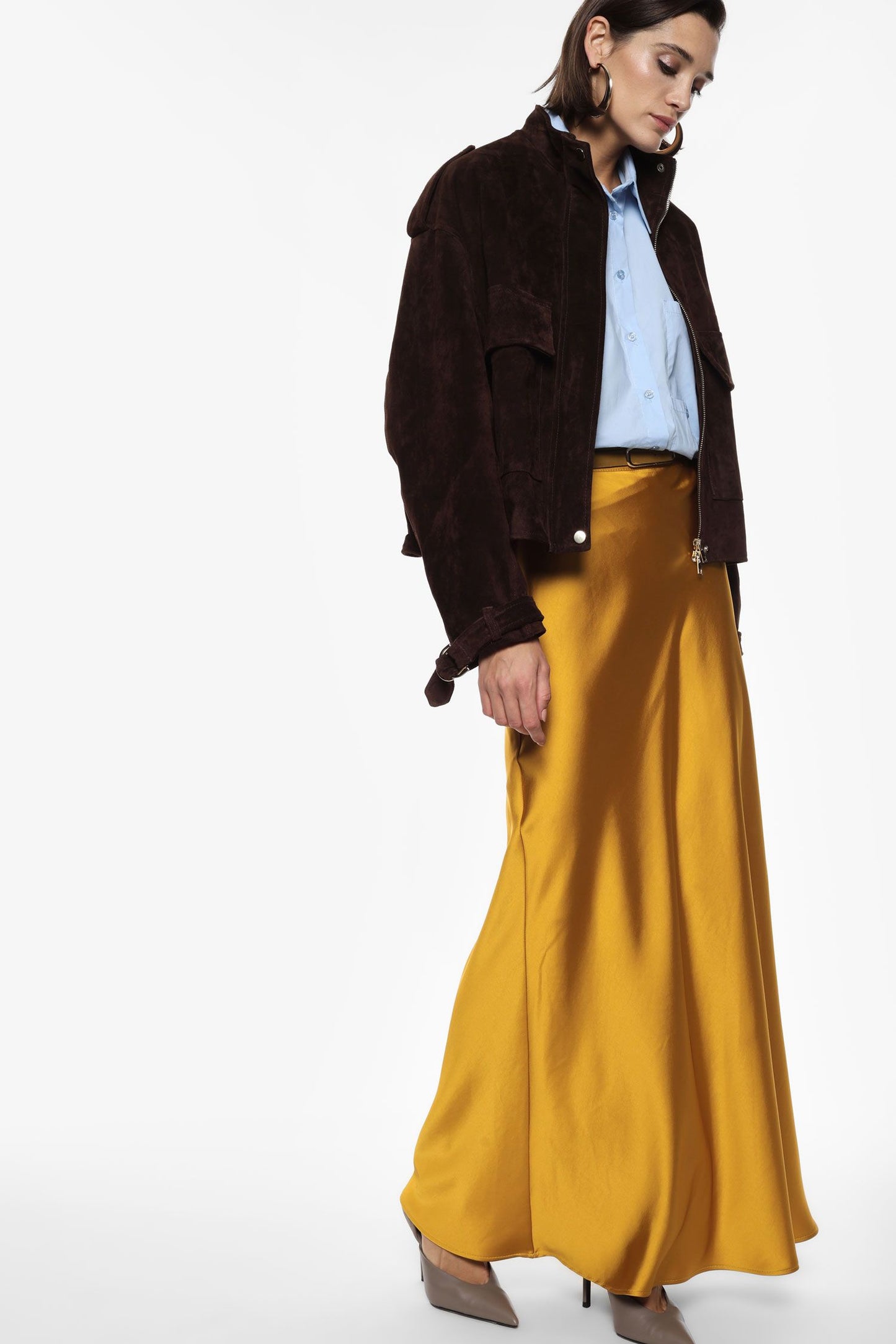 Silky Maxi Skirt with Belt