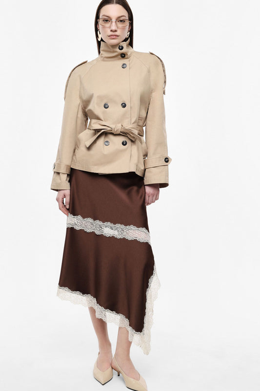 Midi Skirt with Lace Inserts