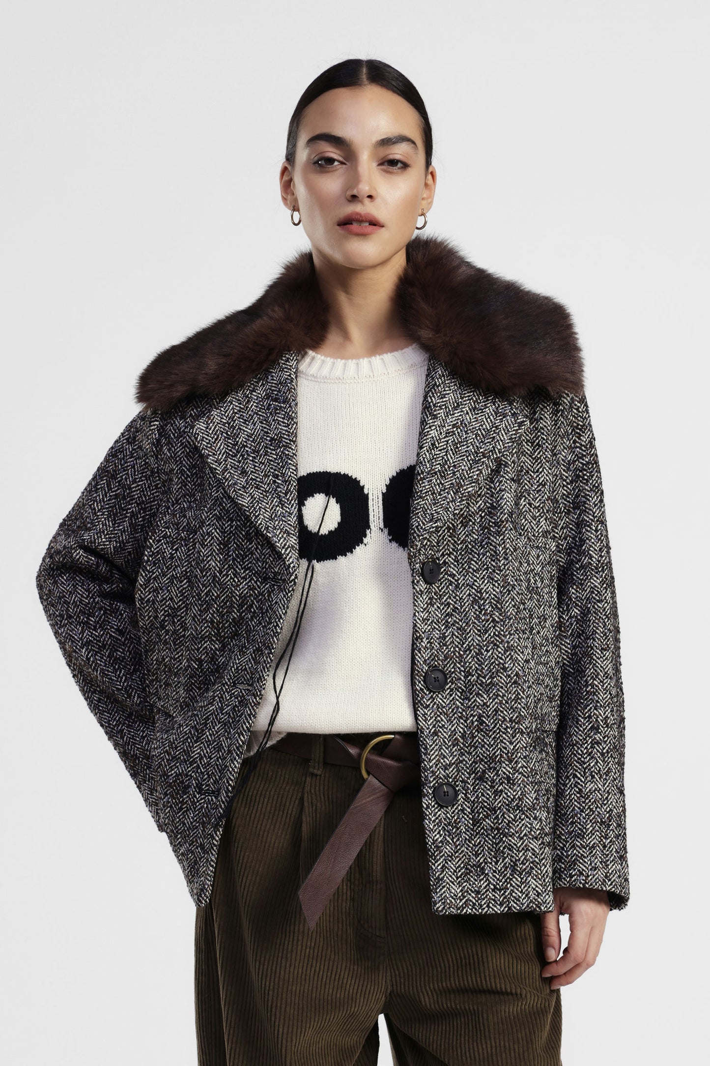 Coat with Eco-Fur Collar