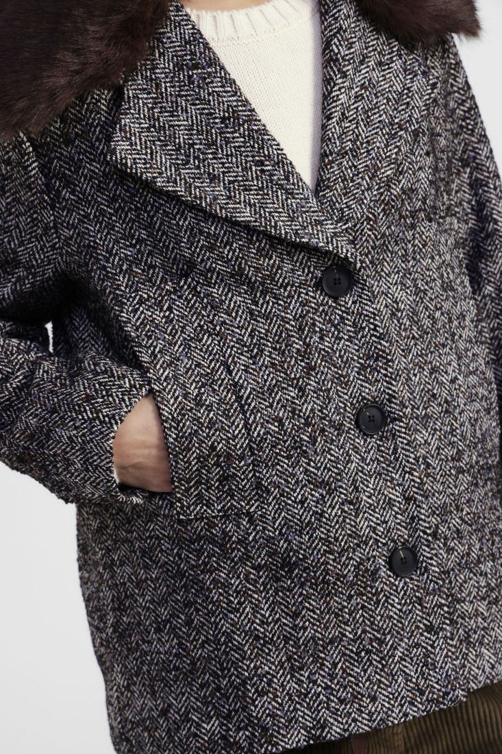 Coat with Eco-Fur Collar