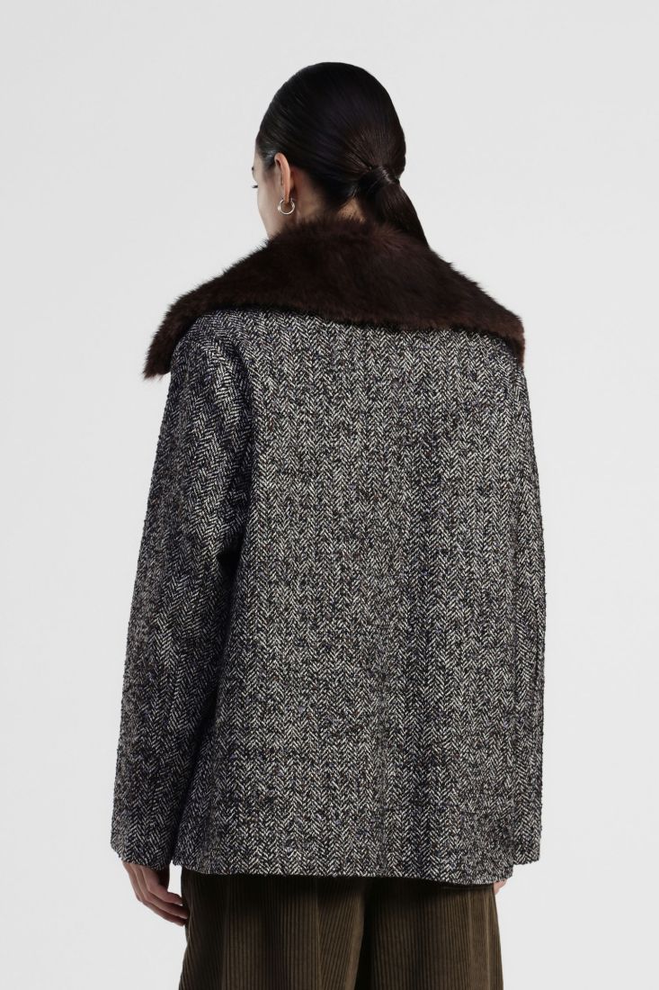 Coat with Eco-Fur Collar