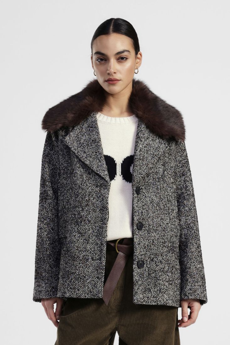 Coat with Eco-Fur Collar